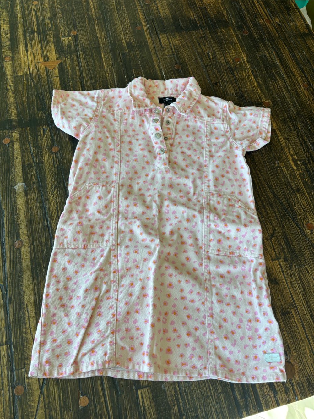 7 For All Mankind Pink Floral Polo Dress denim